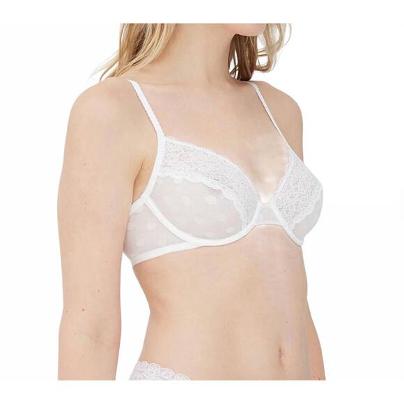 NEW SKARLETT BLUE dare dot plunge unlined bra in white - Picture 2 of 3
